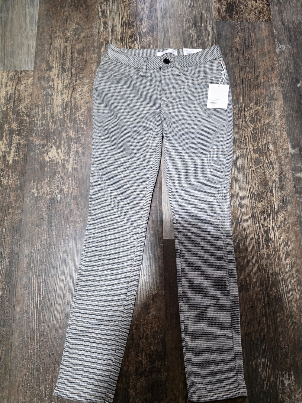 LC Lauren Conrad Black, White & Brown Houndstooth Skinny Pants
